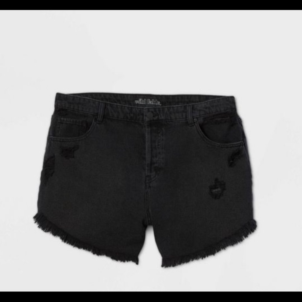 High-Rise Frayed Hem Jean Shorts